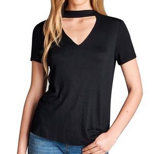 2 for 1 short sleeve V neck top with choker